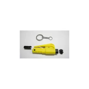 Llavero-herramienta de rescate personal en vehículos ResQme 3 en 1 Amarillo, Corta-cinturones, Rompe-Cristales y linterna de led