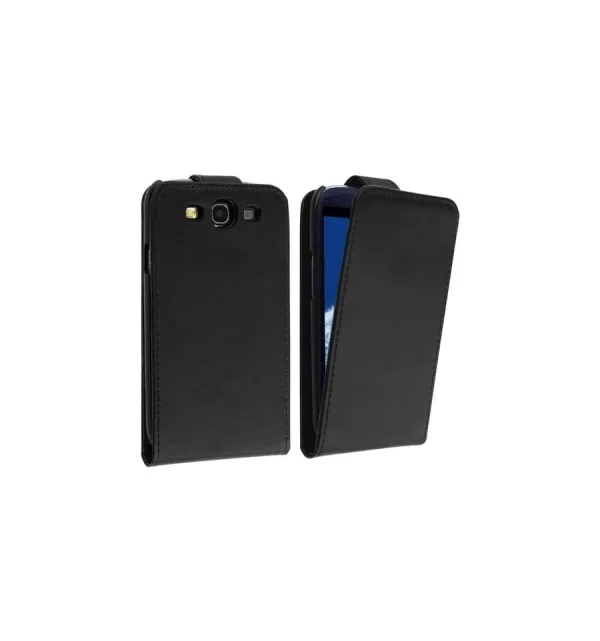 Funda Negra de Cuero para Samsung GT-i9300 / i9300 Galaxy S3 III - Flip Case Cover