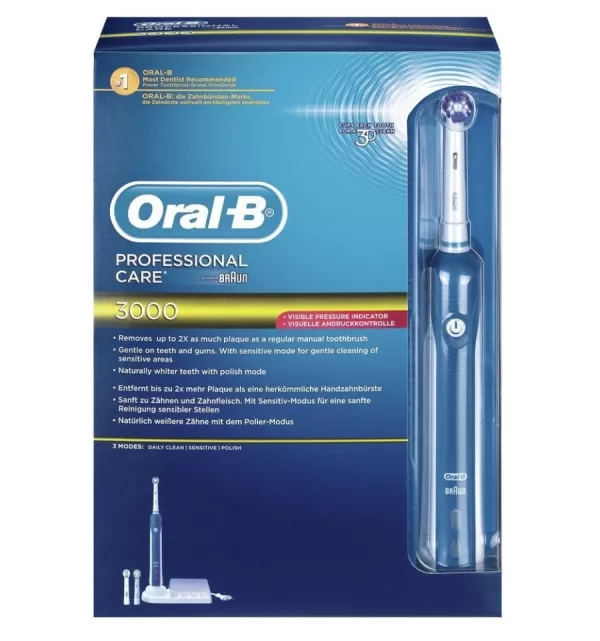 Braun Oral-B - Cepillo de dientes eléctrico recargable Professional Care 3000 - varias modalidades que se adaptan