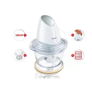 Philips HR1396/00 - Robot de cocina (Plata, Color blanco, 220 - 240 V, De plástico, SAN, Acero inoxidable, Chopper)
